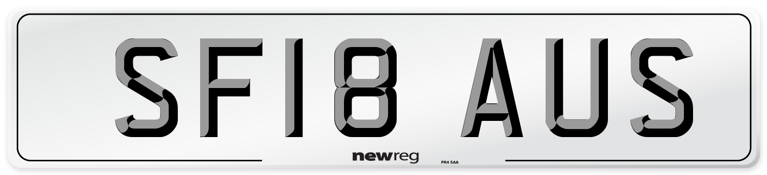 SF18 AUS Number Plate from New Reg